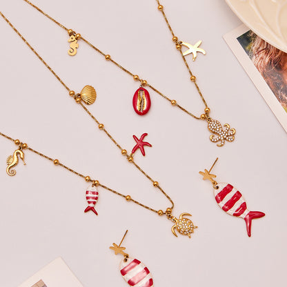 B廠【TXP441】5A鋯石八爪魚海洋風DIY多配件吊墜手鍊腳鍊項鍊不鏽鋼套裝
 25.10-4