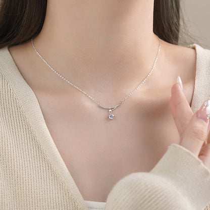 D廠【YC1182N】S999足銀微笑許願星項鍊高級爆閃時尚輕奢文藝簡約鎖骨鏈 25.03-3