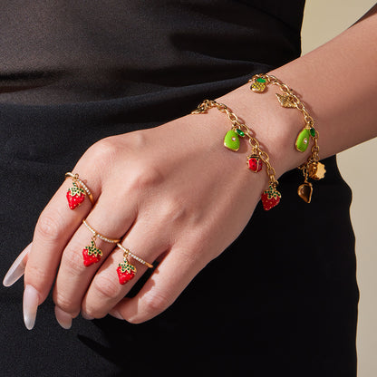 B廠【TXP422】跨境設計5A鋯石彩色滴油夏日水果多配件吊墜項鍊手鍊套裝女
 25.10-4