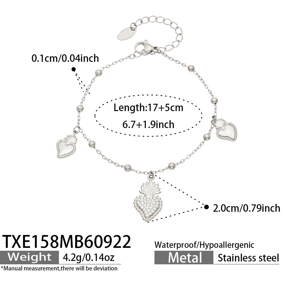 B廠【TXP158】 5A鋯石四瓣花愛心吊墜手鍊項鍊耳環飾品套裝
 26.09-4