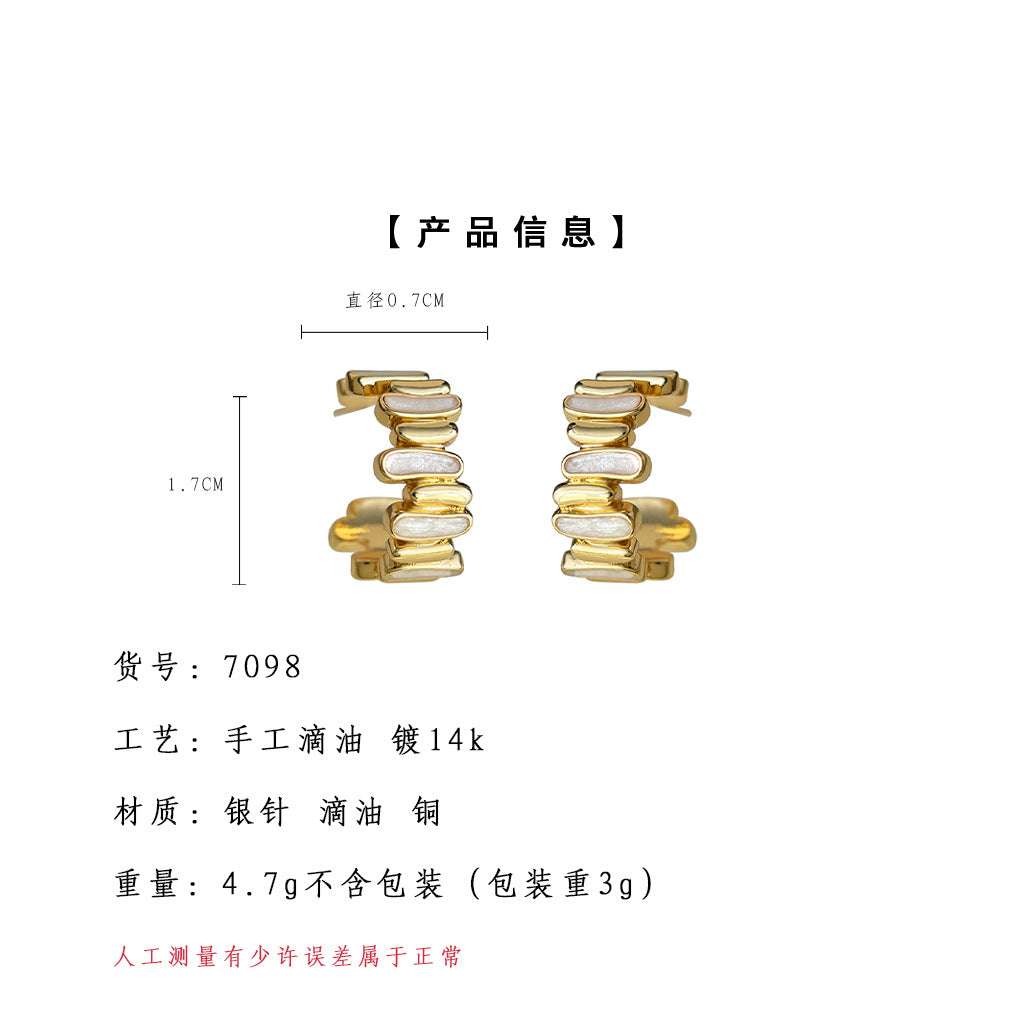A廠【7098】小眾輕奢時尚高級感925銀針鍍14K不規則圓形幾何新款耳環
 25.11-3