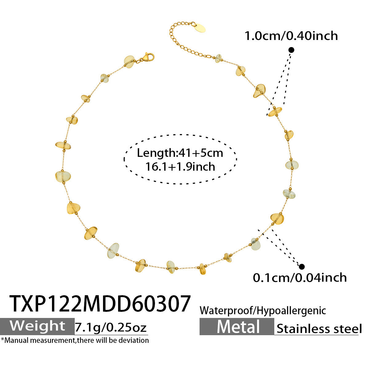 B廠【TXP120】歐美輕奢簡約個性天然碎石手工鍊項鍊手鍊套組不銹鋼鏈條鍍18k金
 26.03-3