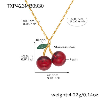 B廠【TXP423】 櫻桃項鍊潮趣水果耳環 ins網紅清新可愛少女時尚珠寶首飾
 25.10-2