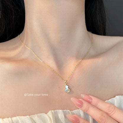 A廠【6635】厚鍍18K真金保色貝殼葫蘆項鍊 時尚通勤高級感輕奢風新款鎖骨鍊女 25.09-2