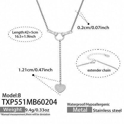 B廠【TXP551】歐美ins風簡約輕奢滴油紅愛心包邊鋯石吊墜項鍊手鍊耳環戒指套裝
 26.02-1