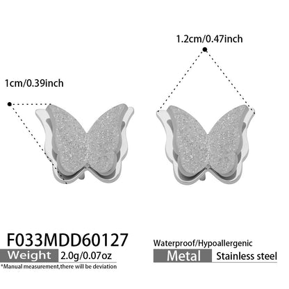 B廠【F033】歐美跨境時尚磨砂小蝴蝶耳環簡約精緻潮流耳環不鏽鋼鍍金氣質耳飾
 26.02-1