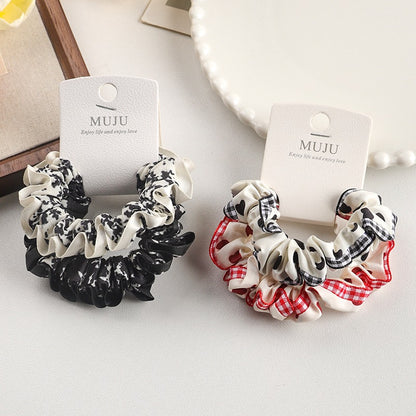 C廠【B014】2條卡裝髮繩韓系花邊小腸髮圈時尚褶皺頭繩條碼髮飾綁馬尾皮筋 25.05-5「C廠-單筆結帳需滿，NT$500出貨(不含運費)」