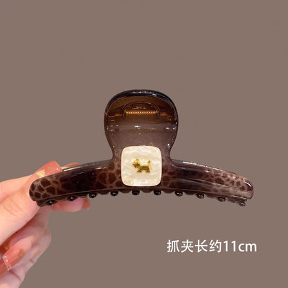 C廠【X84】高品質豹紋小狗抓夾大號高級感鯊魚夾子後腦勺盤髮復古髮夾頭飾女
 26.04-3