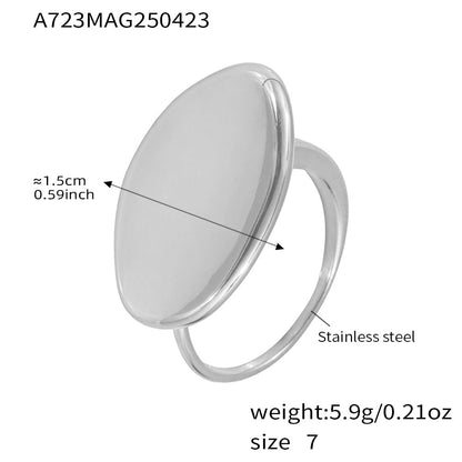 B廠【A723】歐美marka幾何橢圓片開口調節戒指不銹鋼金屬感食指戒飾品 25.05-1