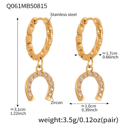 B廠【Q057】新品鑲鑽小馬蹄扣圓圈耳扣耳圈新潮氣質小巧通勤不銹鋼耳飾 25.08-5