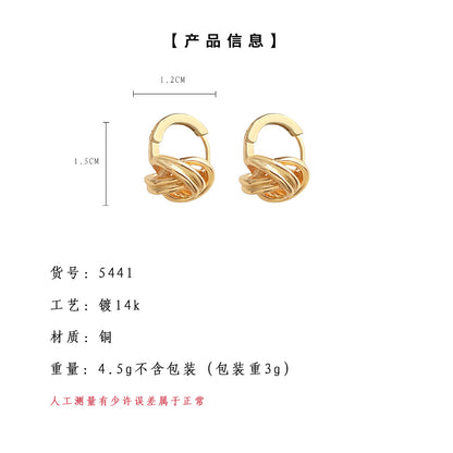A廠【5441】高級感鍍14K簡約繩結幾何新款耳飾 25.01-2