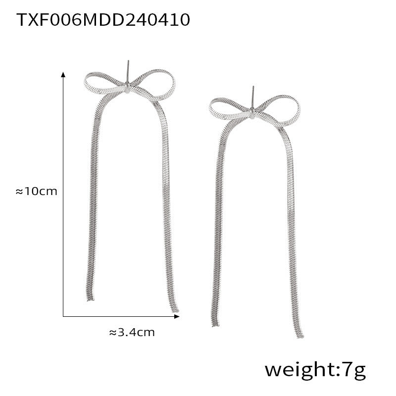 B廠【E006-F006-P006】歐美跨國熱銷BowEarring蝴蝶結飾品小眾金屬ins風設計首飾套裝女 24.04-3