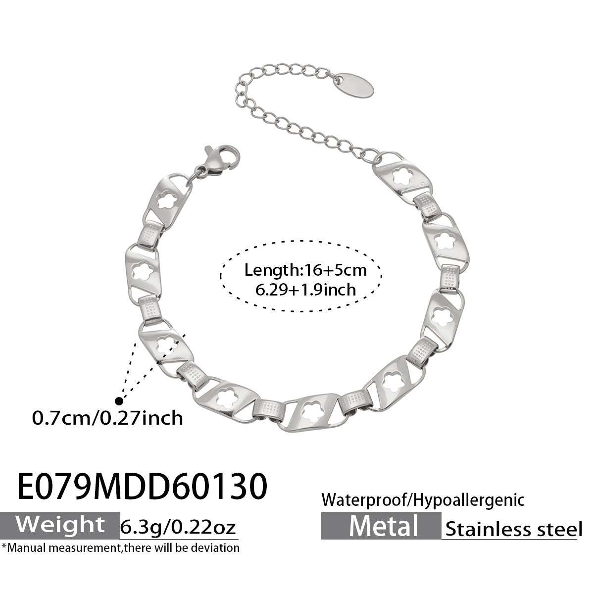 B廠【E079】ins時尚潮流網紅同款鏤空花型手鍊 情侶小眾設計感個性百搭手飾
 26.02-1