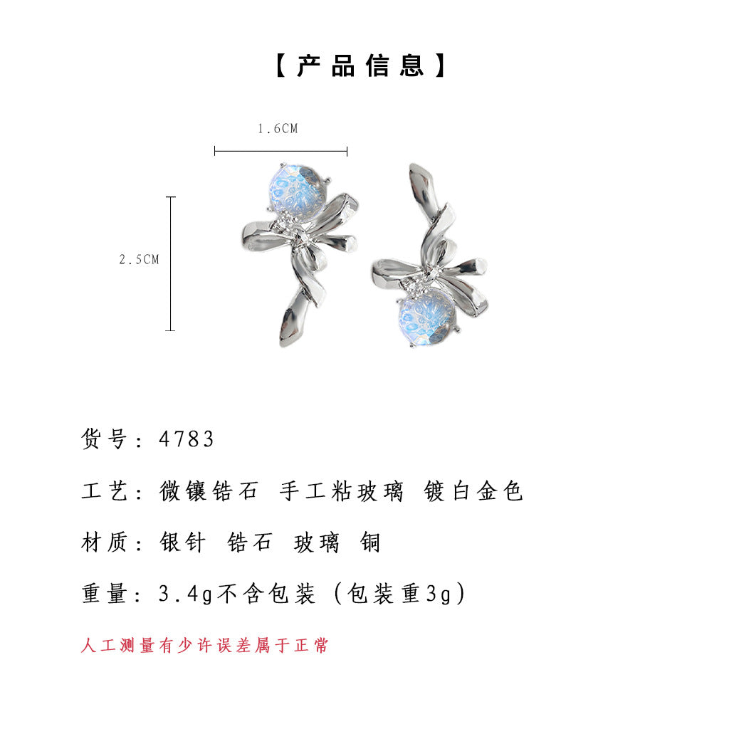 C廠【4783】不對稱設計感個性甜酷風液態蝴蝶結領結2024年新款耳環耳環女 24.08-5