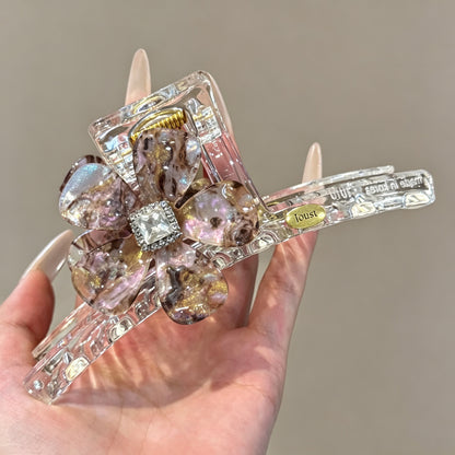 C廠【X638】氣質大水鑽花朵抓夾女量大鯊魚夾高級感盤夾子2026新款飾
 26.07-5