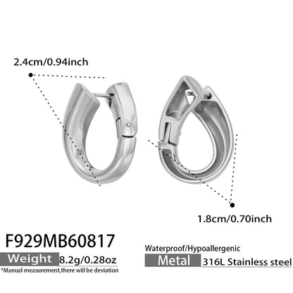B廠【F929】新款幾何鏤空水滴不銹鋼鍍18k金 耳圈復古高級感輕奢不掉色耳環女
 26.08-3