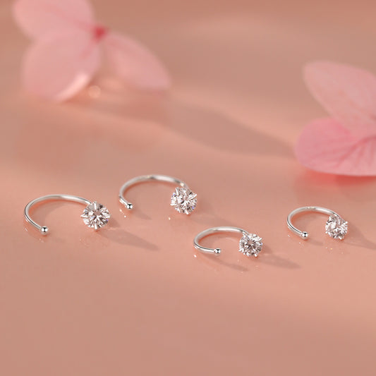 D廠【YC6432E】S999足銀鋯石四爪耳鉤小眾簡約輕奢高級幾何個性溫柔耳飾
 26.03-3