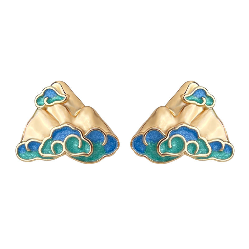 A廠【6930】巫山！原廠~國潮文藝復古新中式新款925銀針彩繪琺瑯滴釉耳飾耳飾
 25.10-3