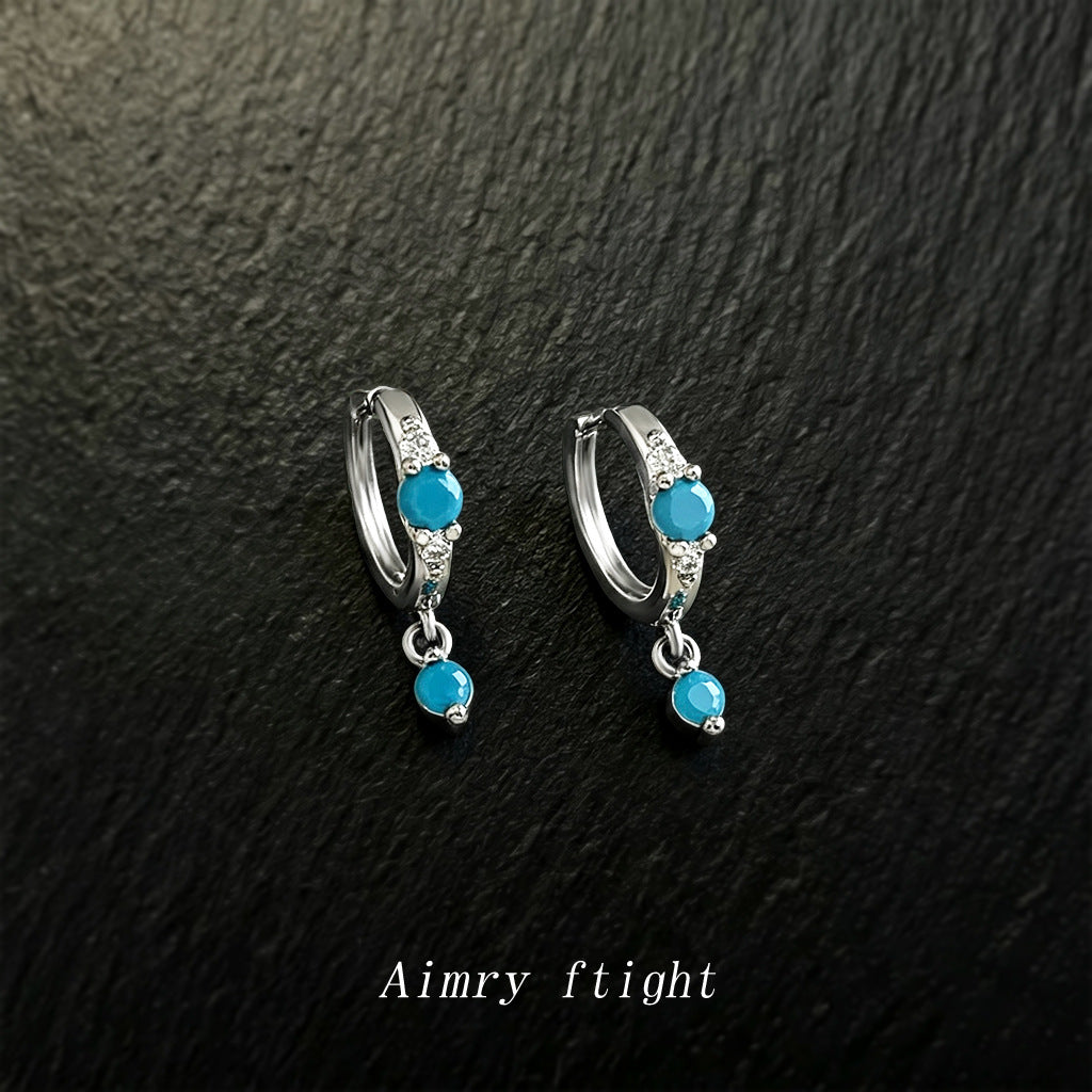 A廠【8139】綠松石顏色鋯石水滴耳環女時尚高級感輕奢風小眾個性新款耳環
 26.09-1