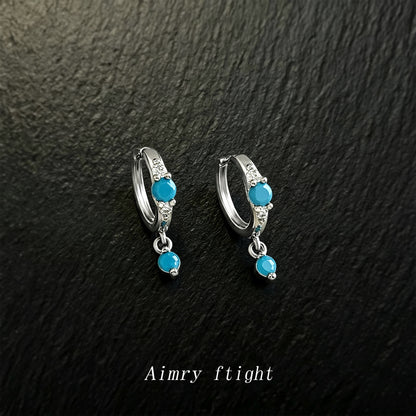 A廠【8139】綠松石顏色鋯石水滴耳環女時尚高級感輕奢風小眾個性新款耳環
 26.09-1