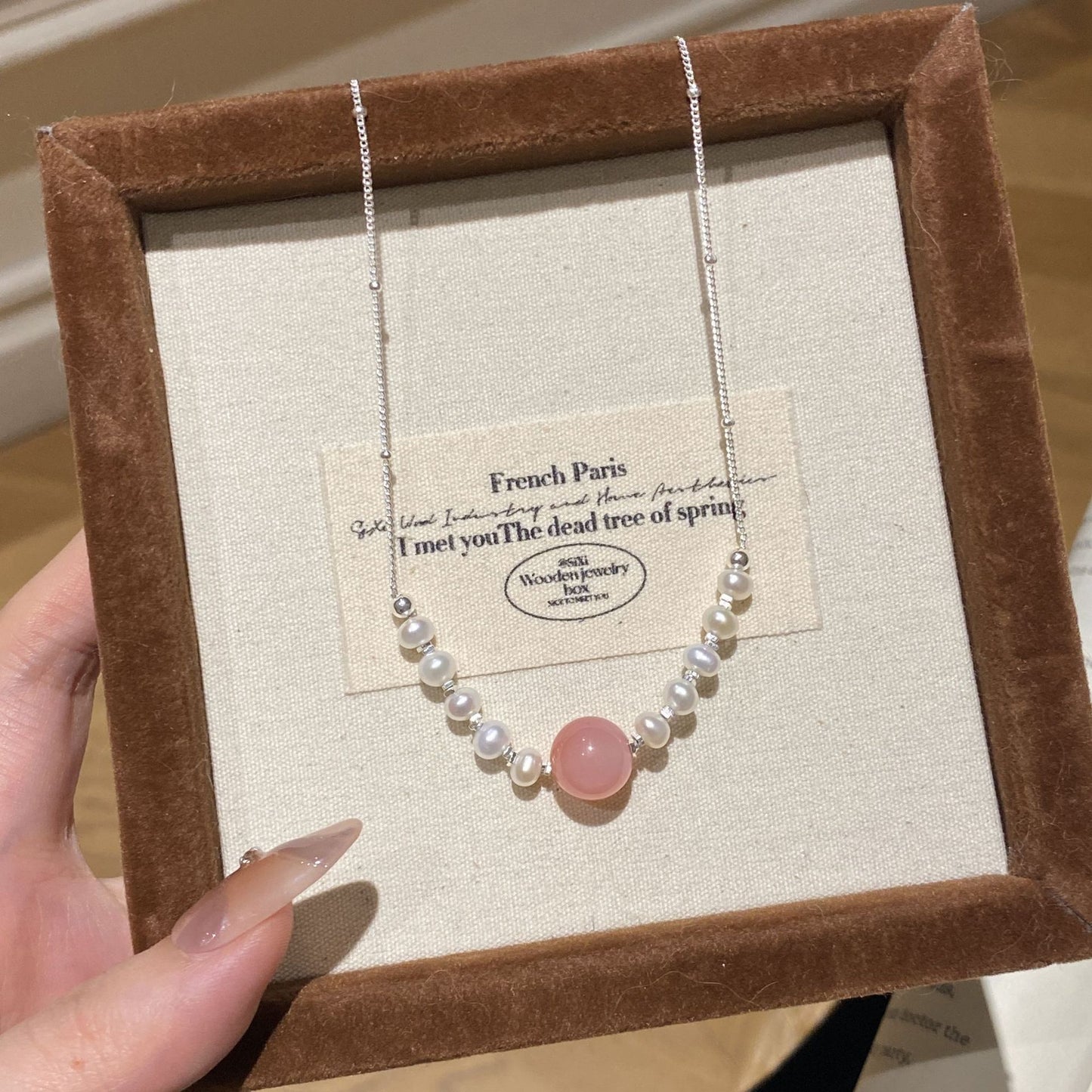 E廠【XDQ0205N】S925純銀高級感鹽源瑪瑙項鍊女小眾輕奢淡水珍珠百搭鎖骨鏈潮
 25.11-4