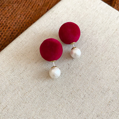 A廠【HE29256】植絨一款多戴珍珠前後帶耳環秋冬復古輕奢高級感百搭耳環小眾耳飾
 25.11-2