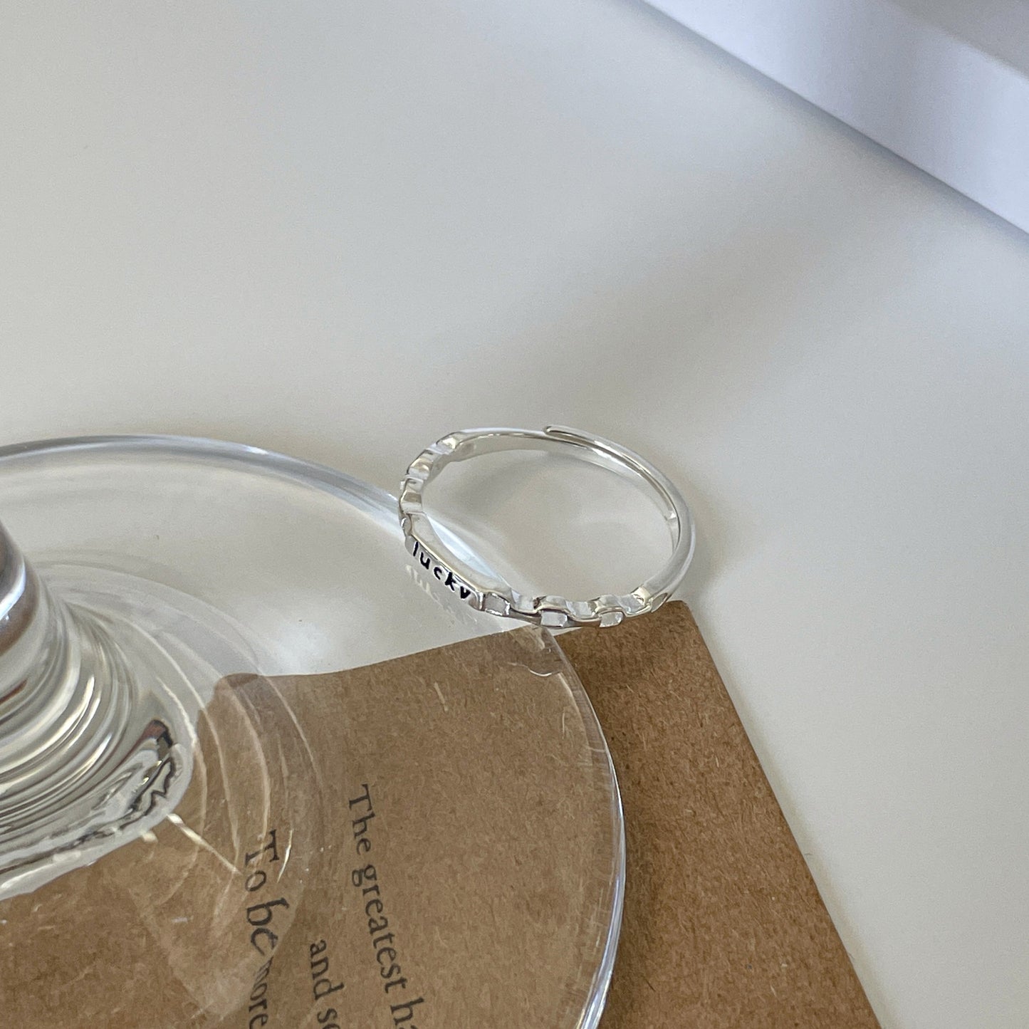 F廠【DQ8349R】小眾設計感lucky鏈條戒指女S925純銀輕奢時尚字母食指戒指環
 25.10-4