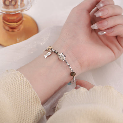 D廠【YC5528SL】S925純銀小魚碎銀手鍊可愛童趣個性獨特設計感小眾手飾 25.01-3