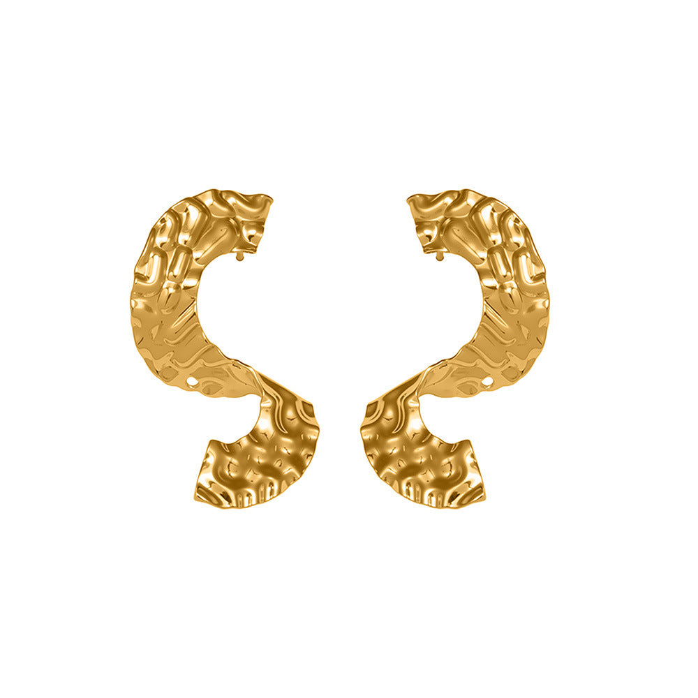 B廠【F774】跨國時尚個性不鏽鋼S型不規則耳環幾何小眾冷淡風氣質耳飾
 25.11-1