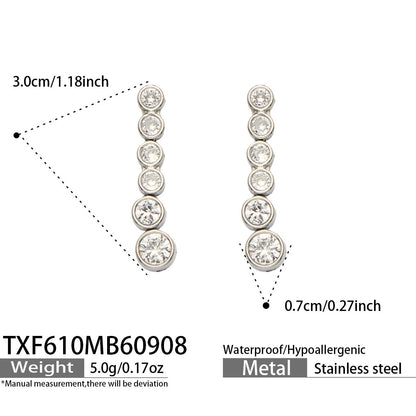 B廠【TXP610】跨境歐美不銹鋼鍍金圓形鋯石項鍊高級感簡約手鍊耳環可疊戴飾品女
 26.09-3