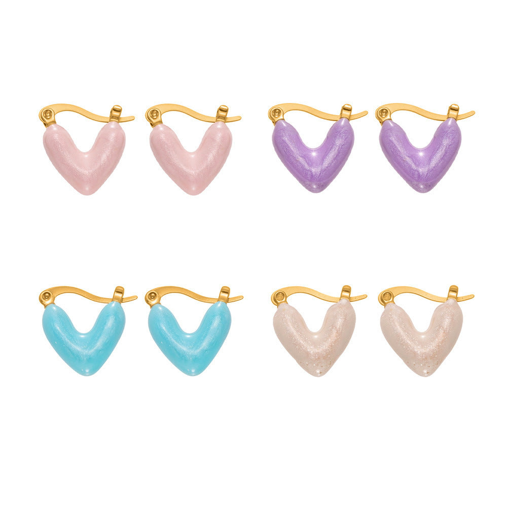 B廠【F924】ins跨境熱銷款不對稱滴油愛心耳環輕奢高質感耳扣鍍18k真金
 25.11-2