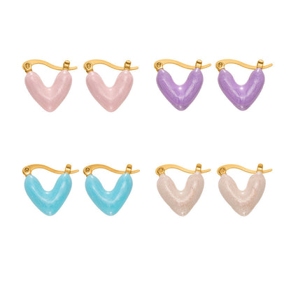 B廠【F924】ins跨境熱銷款不對稱滴油愛心耳環輕奢高質感耳扣鍍18k真金
 25.11-2