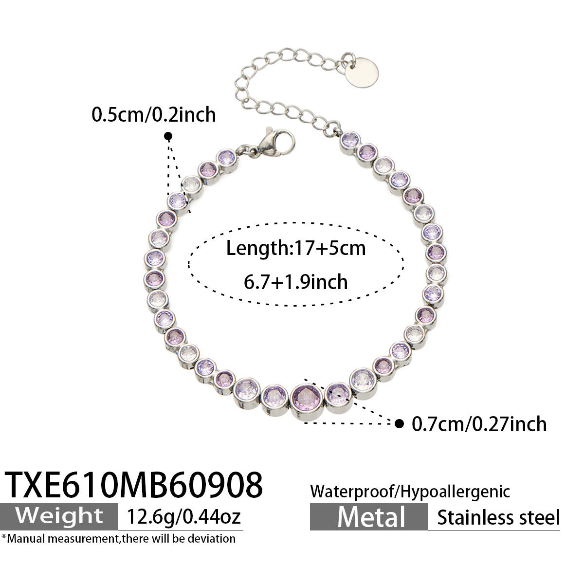B廠【TXP610】跨境歐美不銹鋼鍍金圓形鋯石項鍊高級感簡約手鍊耳環可疊戴飾品女
 26.09-3
