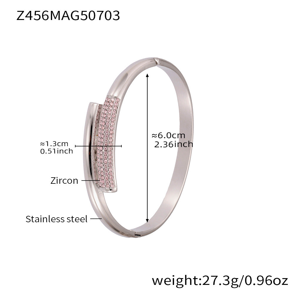 B廠【Z454】滿鑽5A鋯石卡扣高品質超閃手環組合不鏽鋼鍍18k真金不掉色 25.07-3