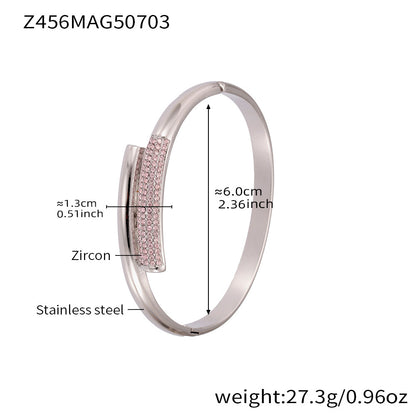 B廠【Z454】滿鑽5A鋯石卡扣高品質超閃手環組合不鏽鋼鍍18k真金不掉色 25.07-3
