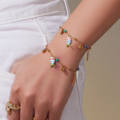 B廠【TXP418】不鏽鋼DIY多配件小丑魚滴油吊墜項鍊手鍊腳鍊腳套組鍍18k真金
 25.10-2