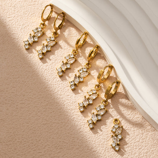 B廠【F1375】歐美輕奢INS風麥穗流蘇鋯石耳環跨境小眾設計感不鏽鋼鍍18k金耳飾
 26.04-4