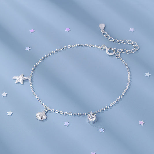 D廠【YC4223SL】足銀S999少女心海星貝殼手鍊女溫柔甜美精緻簡約可愛小眾手鍊
 26.03-2