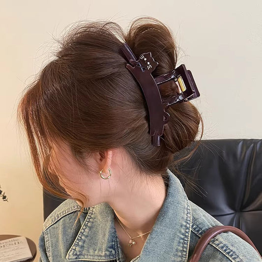 C廠【X59】可愛卡通小貓頭髮抓夾女2026新款高級感鯊魚夾大號髮夾後腦勺髮飾
 26.03-4