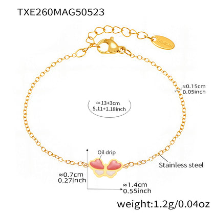 B廠【TXP260】歐美不銹鋼小蝴蝶滴油兒童飾品套裝耳環戒指手鍊項鍊不掉色 25.05-5