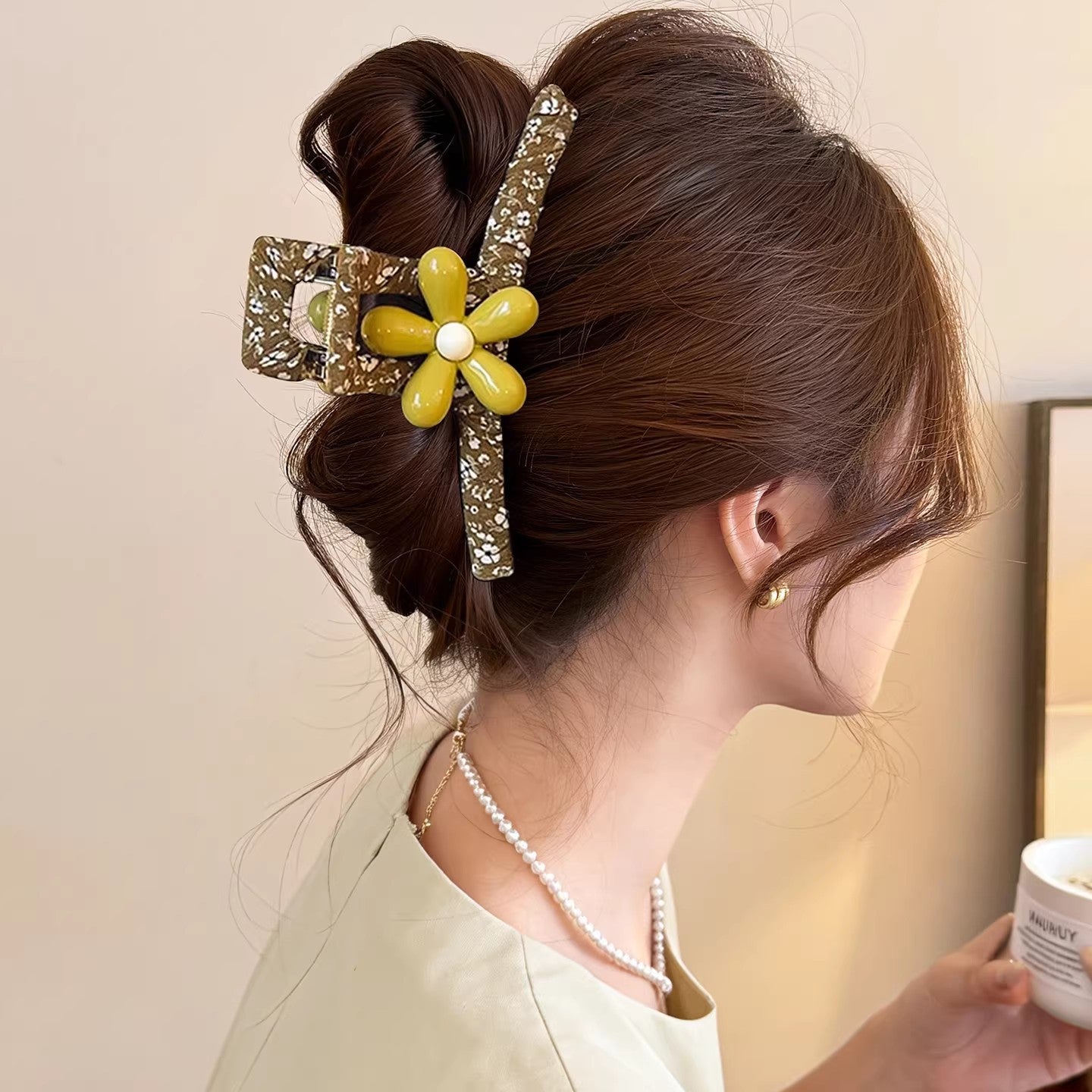 C廠【X101】森系花朵頭髮抓夾女2026新款大鯊夾高級感髮夾獨特漂亮髮飾春
 26.04-3