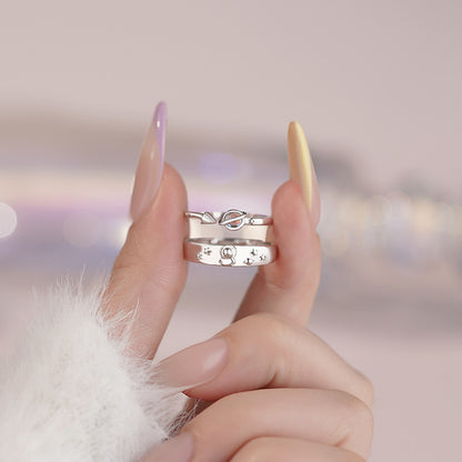 D廠【YC4064R】S999足銀可愛太空人情侶對戒卡通小眾清新簡約個性戒指 25.07-2