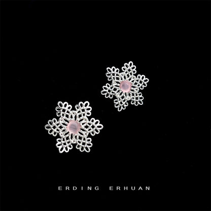 A廠【6370】繁花~設計師款925銀針法式清新甜美鏤空花朵耳環優雅氣質耳飾
 26.02-4