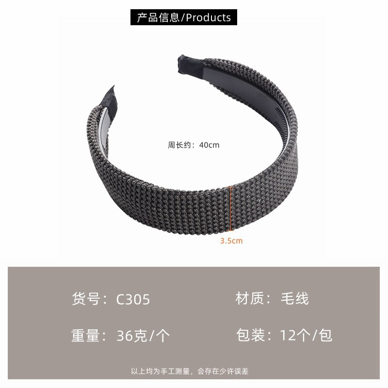 C廠【C305】針織毛線髮箍秋冬寬版髮捆頭飾純色高級感頭扣壓髮卡韓式洋氣頭箍
 25.11-4「C廠-單筆結帳需滿，NT$500出貨(不含運費)」