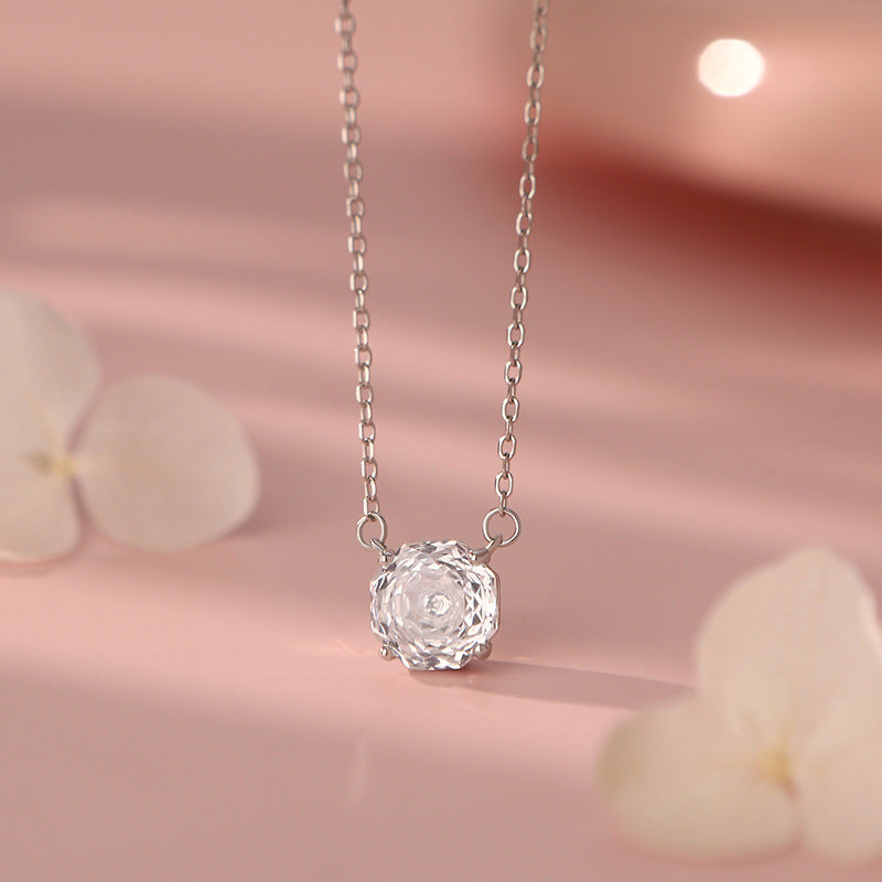 D廠【YC0163N】純銀S925玫瑰切白鑽方形項鍊簡約輕奢高級感法式清新小眾項鍊
 26.03-2