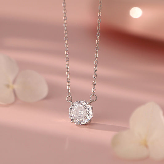 D廠【YC0163N】純銀S925玫瑰切白鑽方形項鍊簡約輕奢高級感法式清新小眾項鍊
 26.03-2