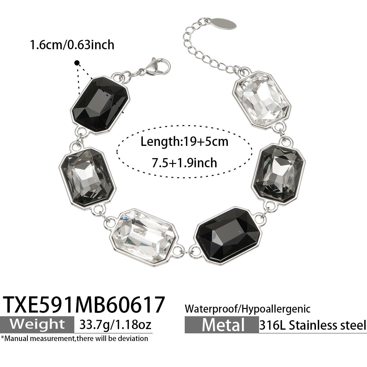 B廠【TXP591】歐美新款多色長方形玻璃石項鍊手鍊首飾套裝復古宴會風不銹鋼飾品
 26.06-4