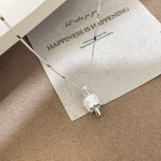 E廠【XDQ0815N】小眾高級感拉絲鈴蘭花項鍊女S925純銀溫柔氣質水滴優雅鎖骨鏈
 26.05-1