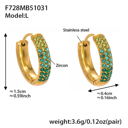 B廠【F728】高質感滿鋯三排鑽球面U型耳扣鍍18k真金輕奢百搭不鏽鋼耳環
 25.11-1