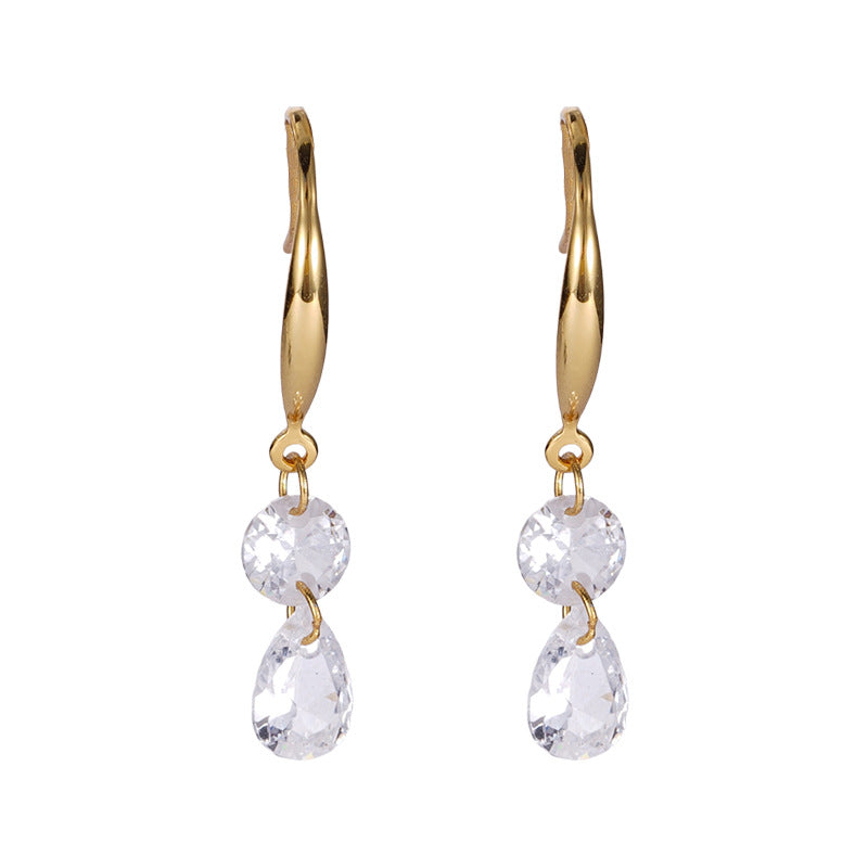 F廠【XDQ10100E】S925純銀鋯石耳環女耳鉤簡約百搭法式復古感耳飾高級水滴耳墜
 25.11-2